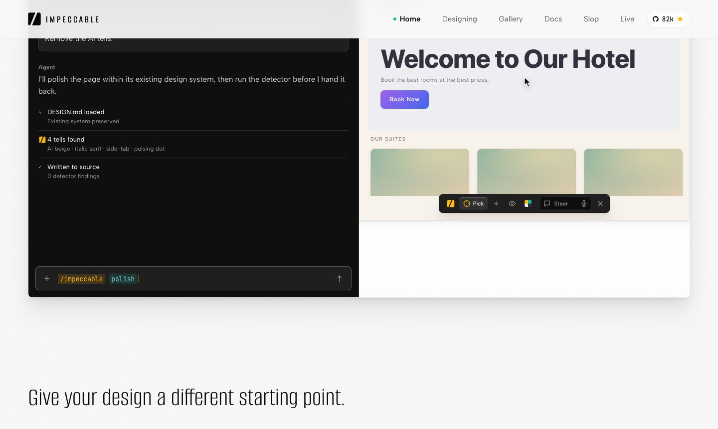 /impeccable polish working on a page